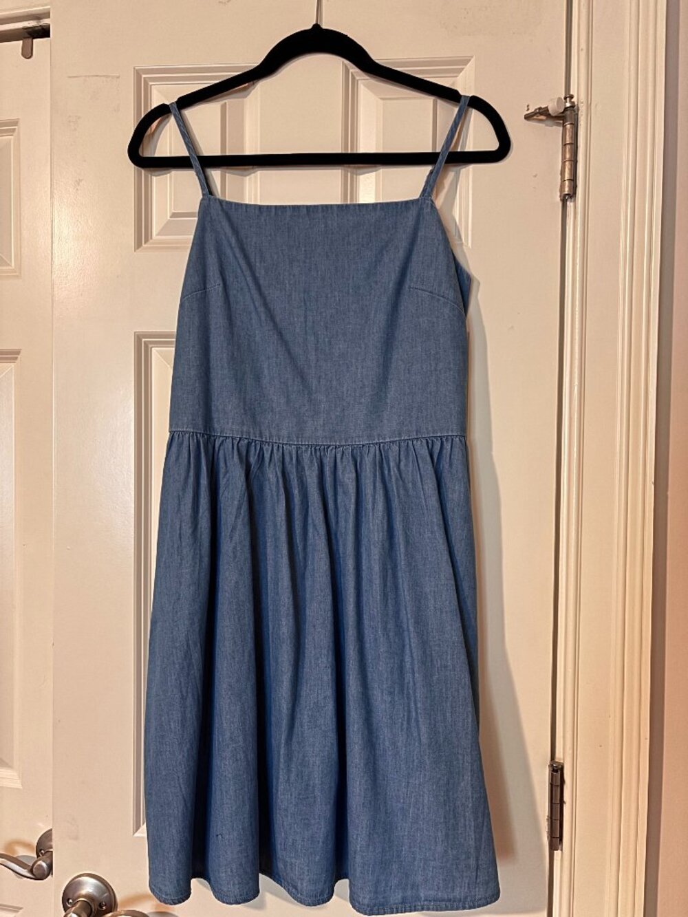 GAP Blue Denim Spaghetti-Strap Mini Dress